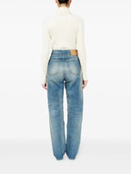 Pantalons Jean effet usé Mm6 Bleu Femme