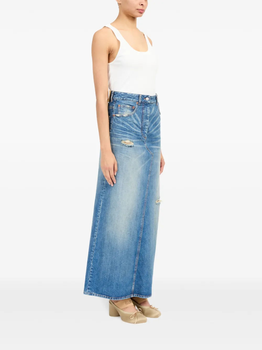 Röcke Abgenutzter langer Rock Mm6 Blau Femme