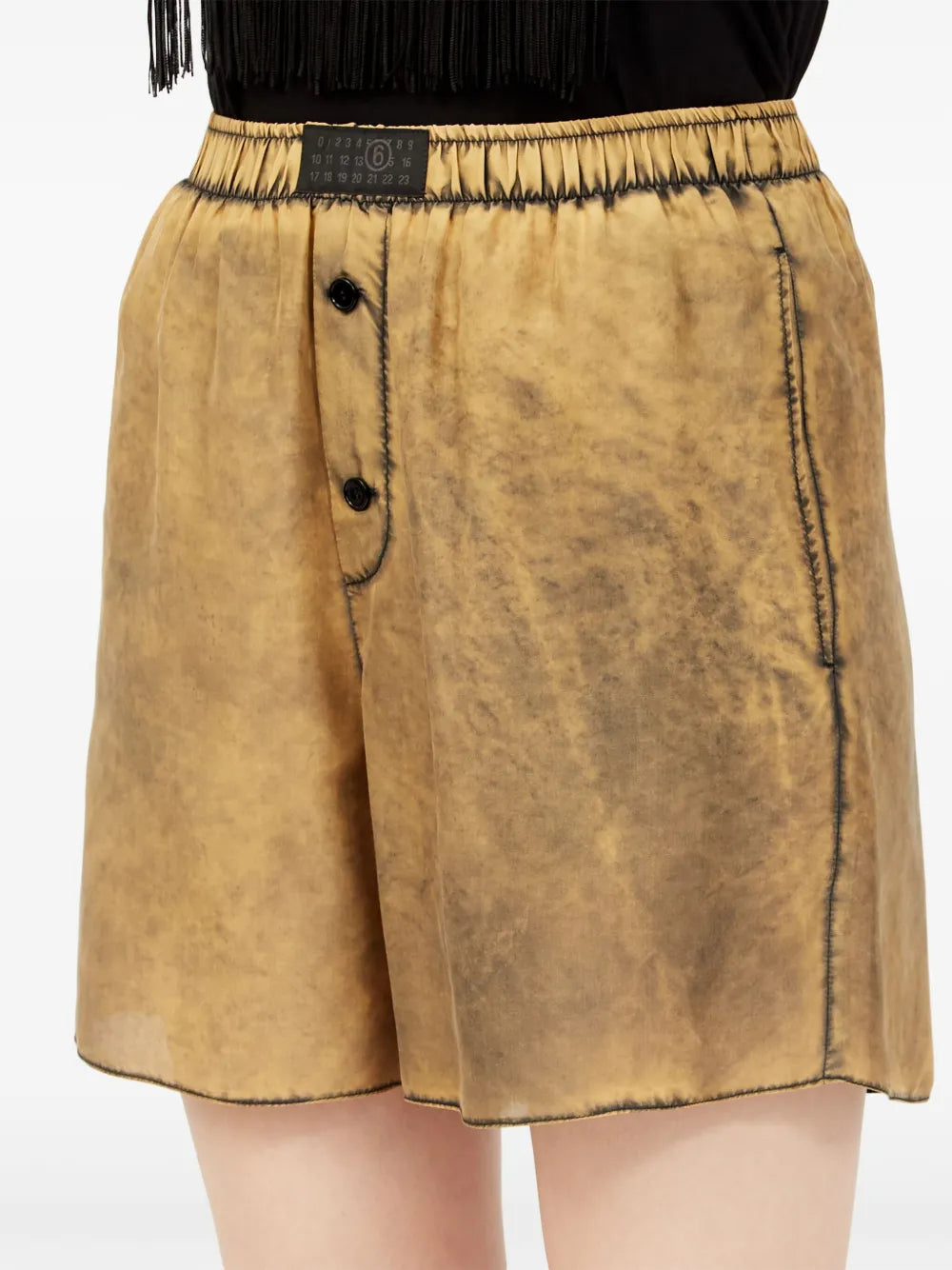 Shorts Short en soie Mm6 Marron Femme