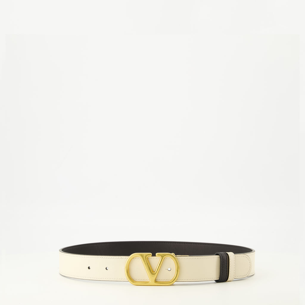 Image de l'article Ceinture VLogo réversible blanc et noir 30 mm de la marque Valentino Garavani pour Femme - Saison Printemps-Été 2026 - Vue de Face
