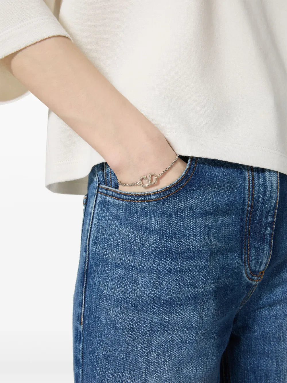 Bijoux Bracelet VLogo en cristaux Valentino Garavani Argenté Femme