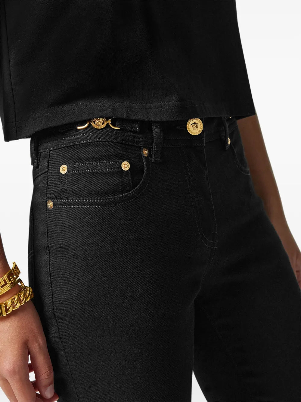 Pantalons Jeans slim noir Versace Noir Femme