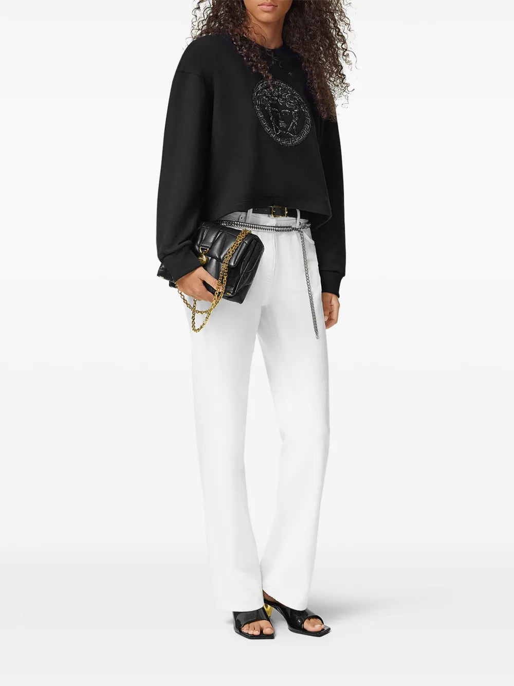 Sweatshirts Medusa Strass Sweatshirt Versace Schwarz Femme