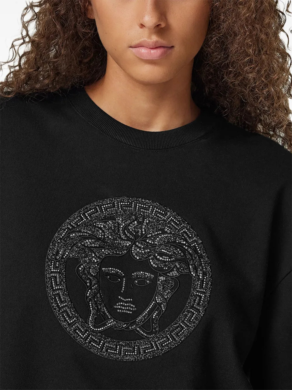 Sweatshirts Medusa Strass Sweatshirt Versace Schwarz Femme