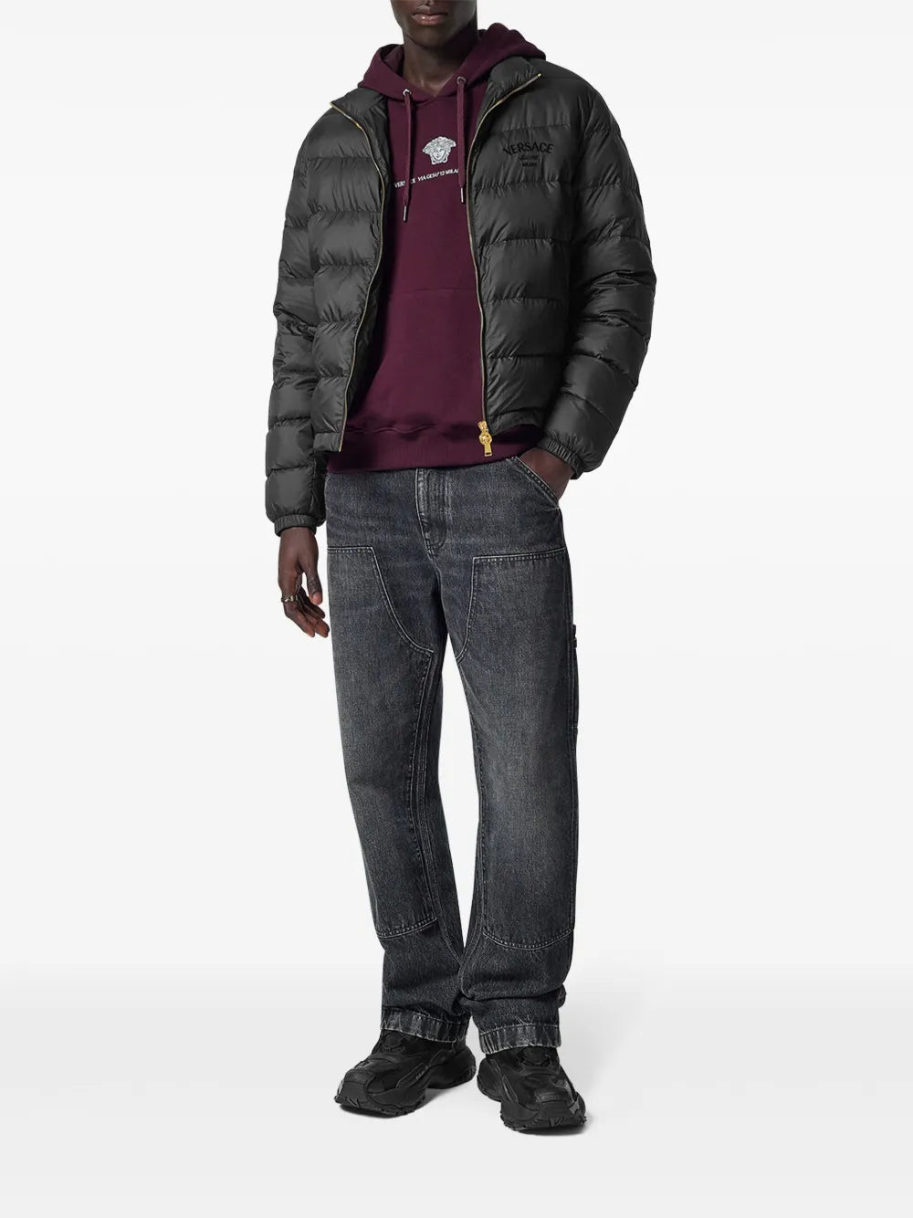 Pantalons Jean cargo gris Versace Noir Homme