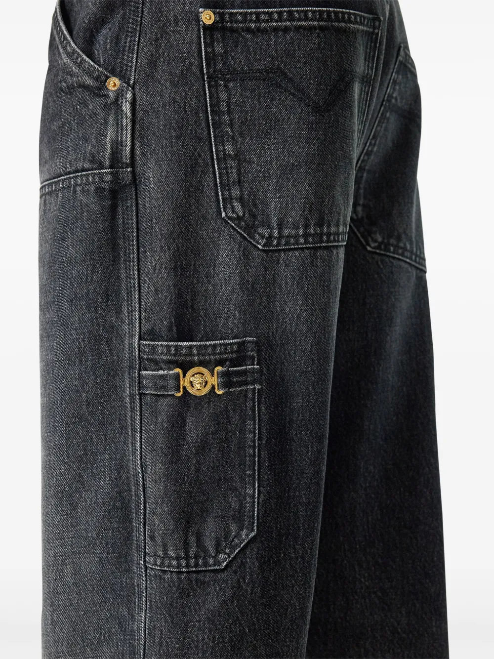 Hosen Graue Cargo-Jeans Versace Schwarz Homme