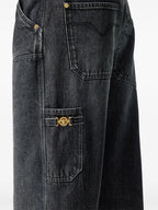 Pantalones Jeans Cargo Gris Versace Negro Homme