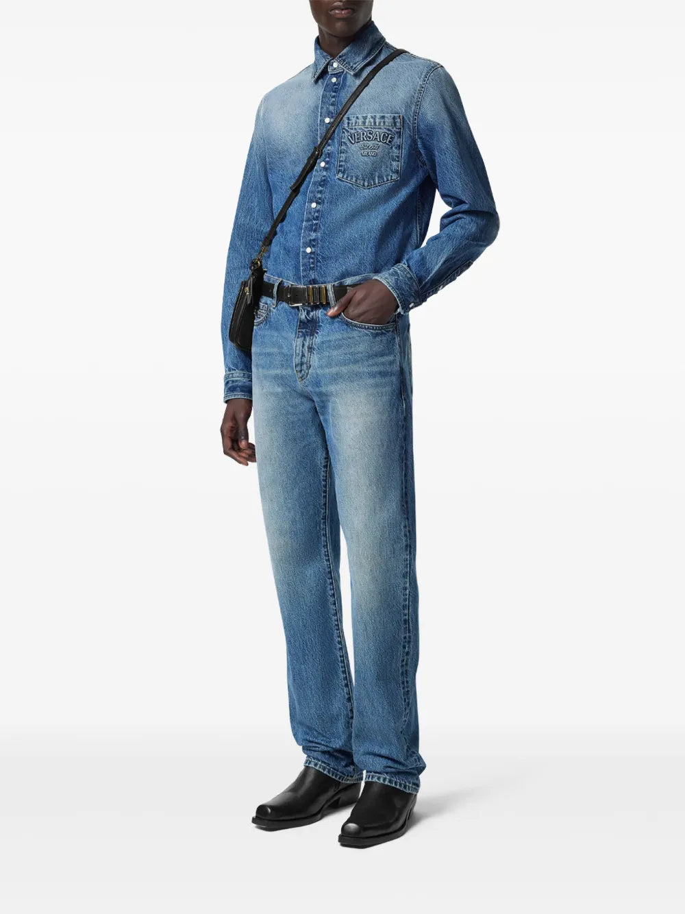 Shirts Denim Shirt Versace Blue Homme