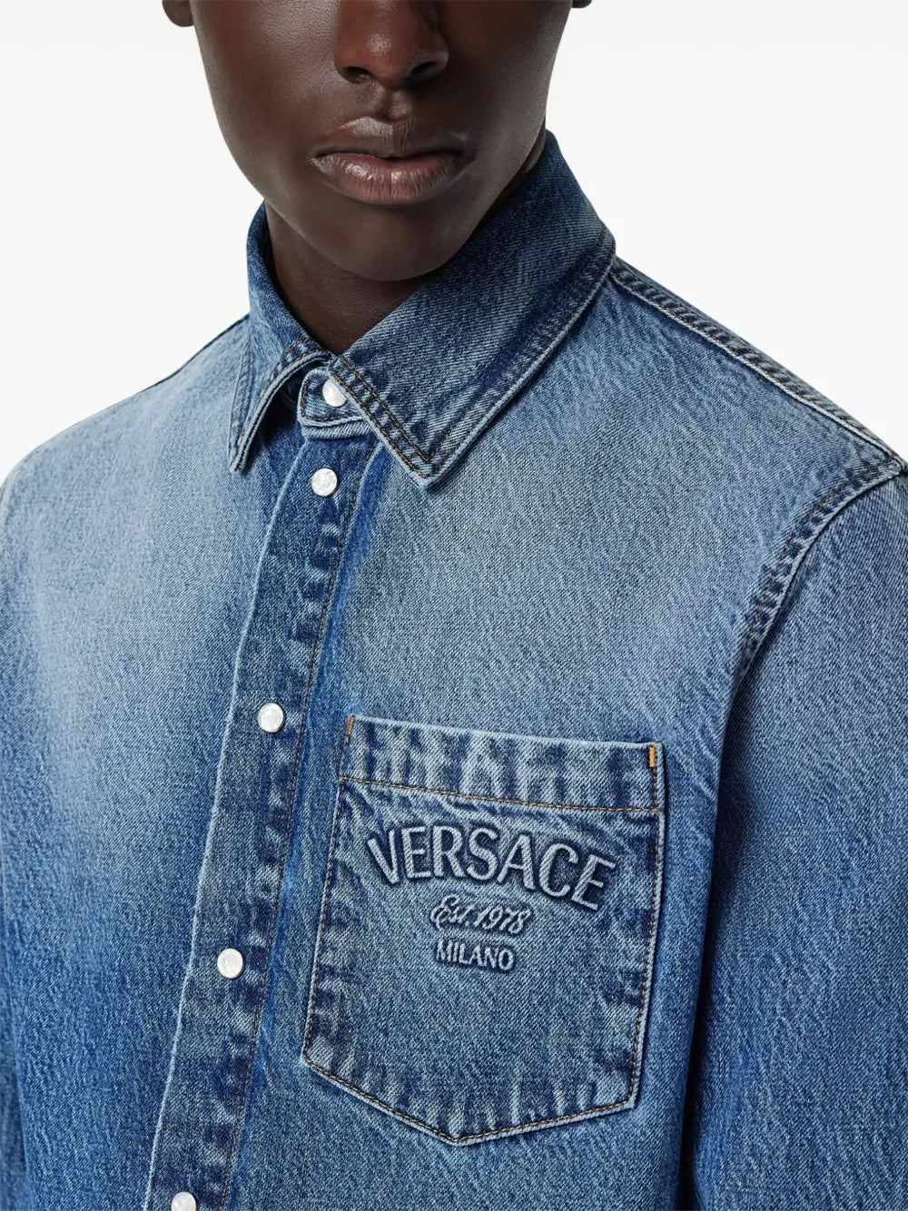 Shirts Denim Shirt Versace Blue Homme