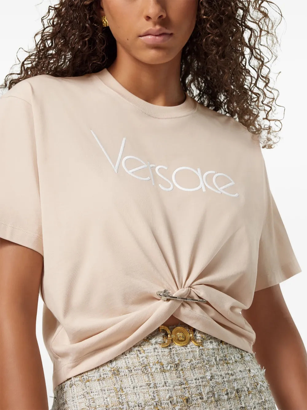 T-Shirts Safety Pin Crop T-Shirt Versace Beige Femme