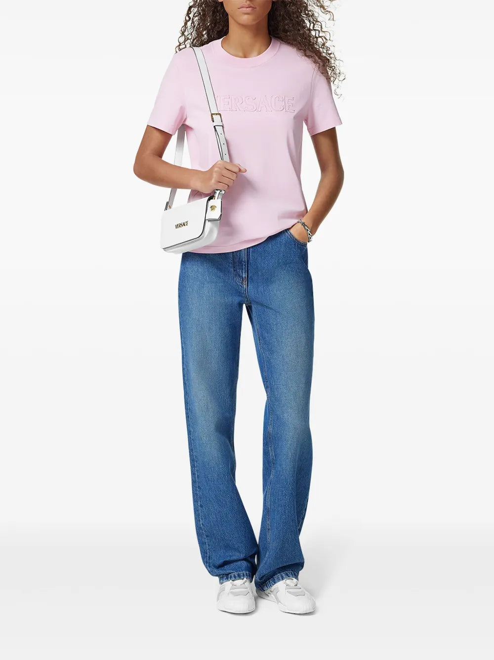 T-shirts Embroidered Logo T-Shirt Versace Pink Femme