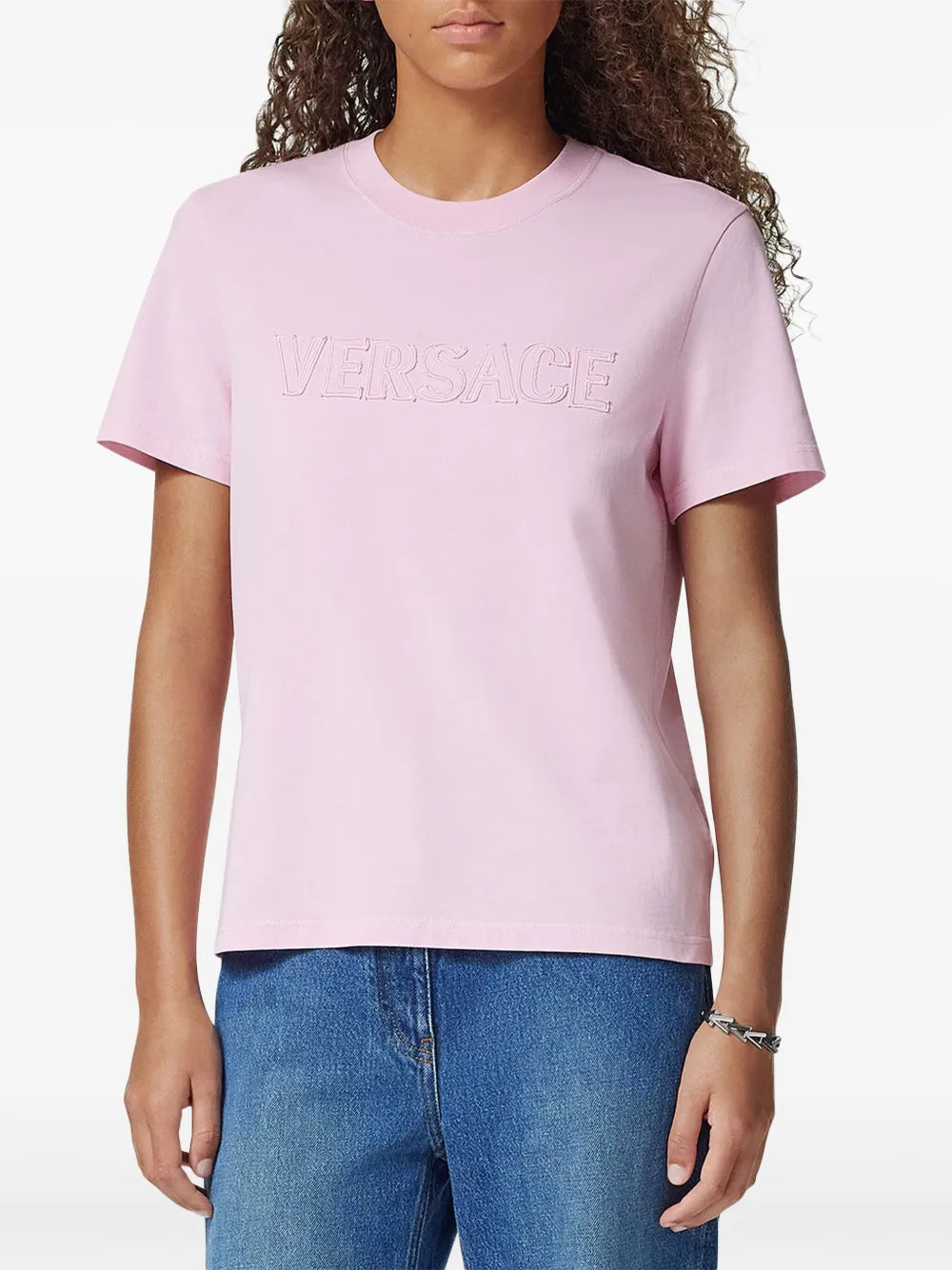 T-shirts Embroidered Logo T-Shirt Versace Pink Femme