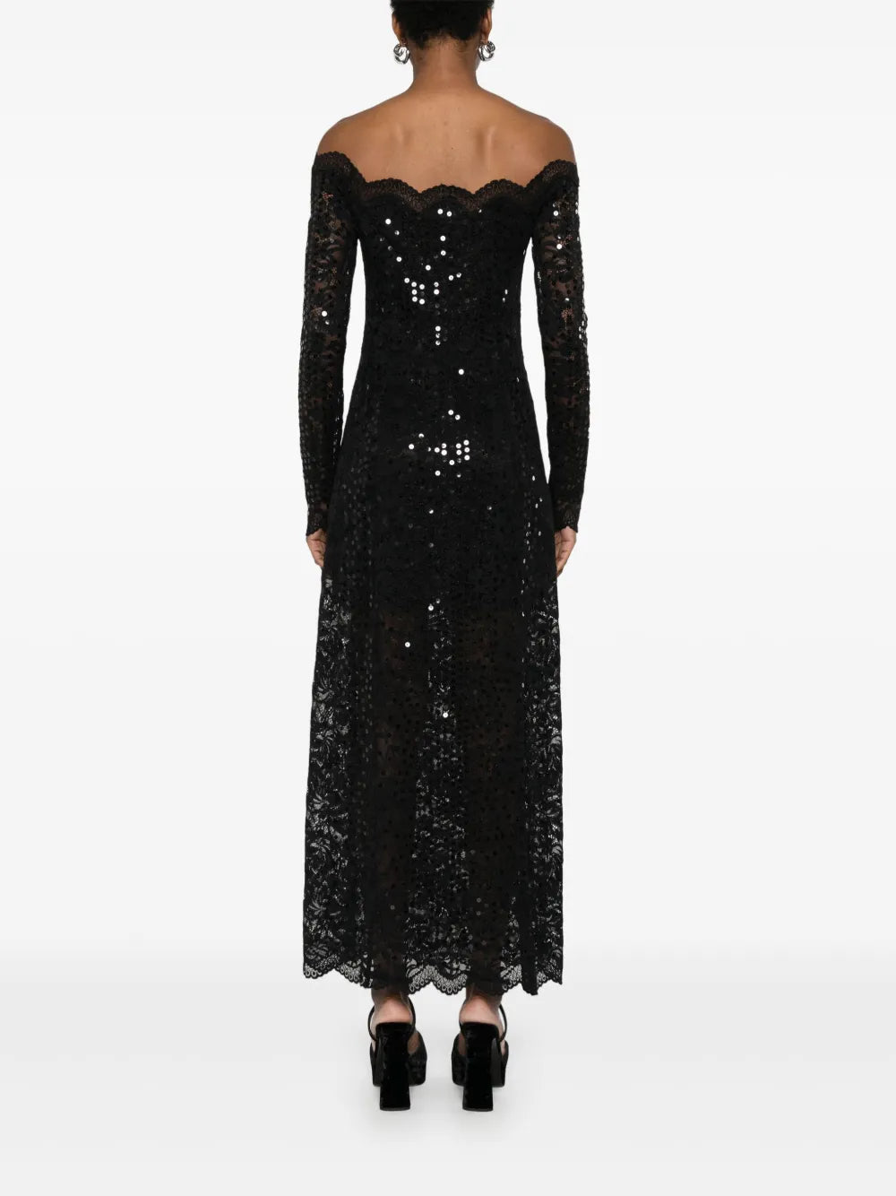 Kleider Langarm Spitze Kleid Rabanne Schwarz Femme