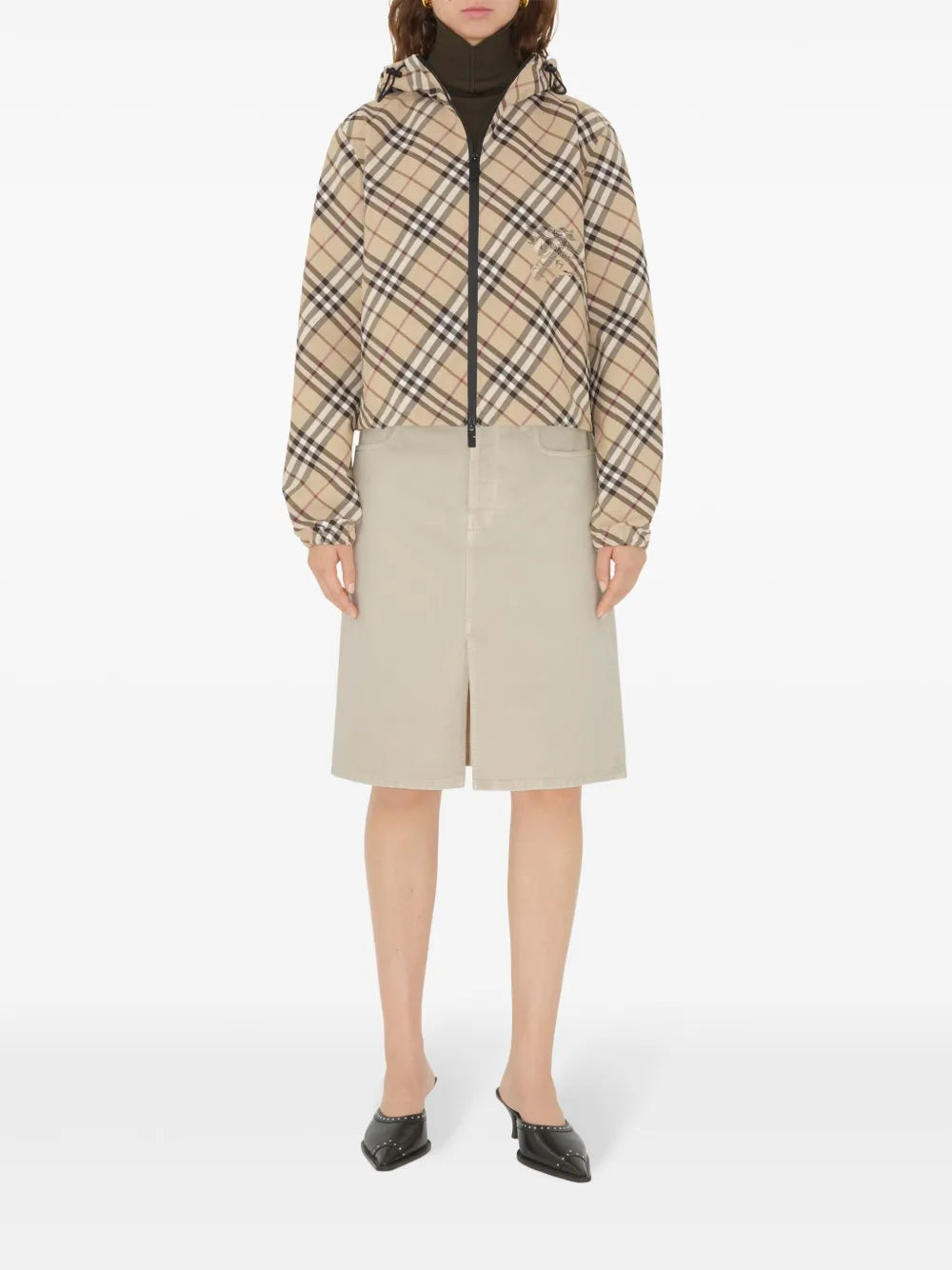 Jacken Cavalier Check Windbreaker Burberry Beige Femme