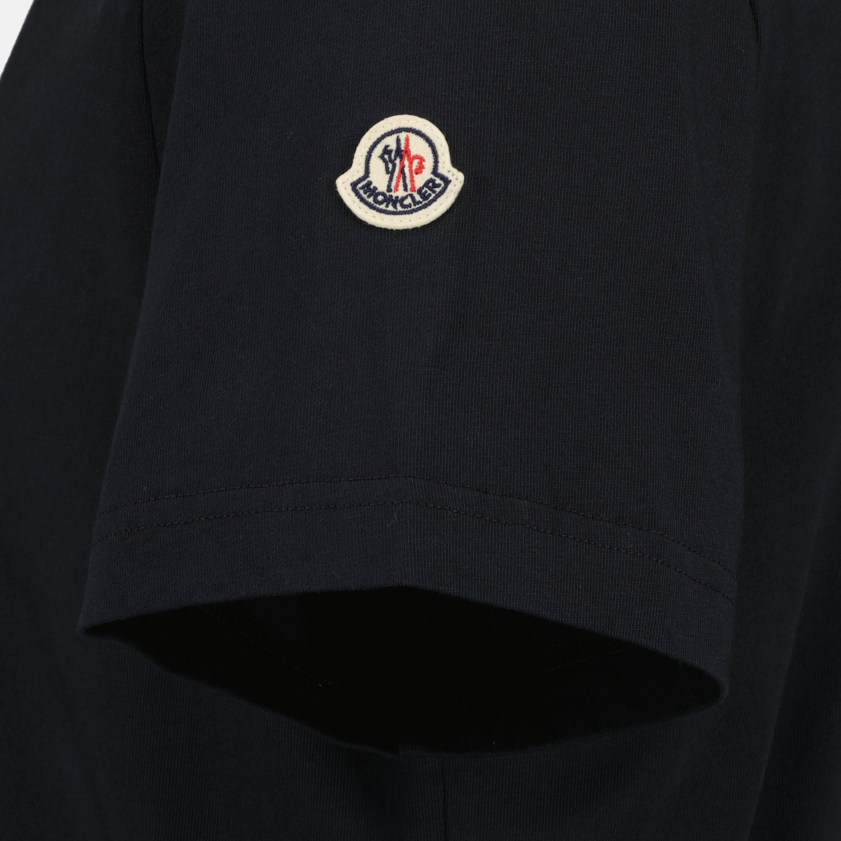T-shirts Embroidered navy blue cotton t-shirt Moncler Bleu foncé Homme