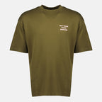 Imagen del T-shirt de eslogan caqui de la marca Drole De Monsieur para hombres - Temporada Otoño-Invierno 2025 - Vista Frontal