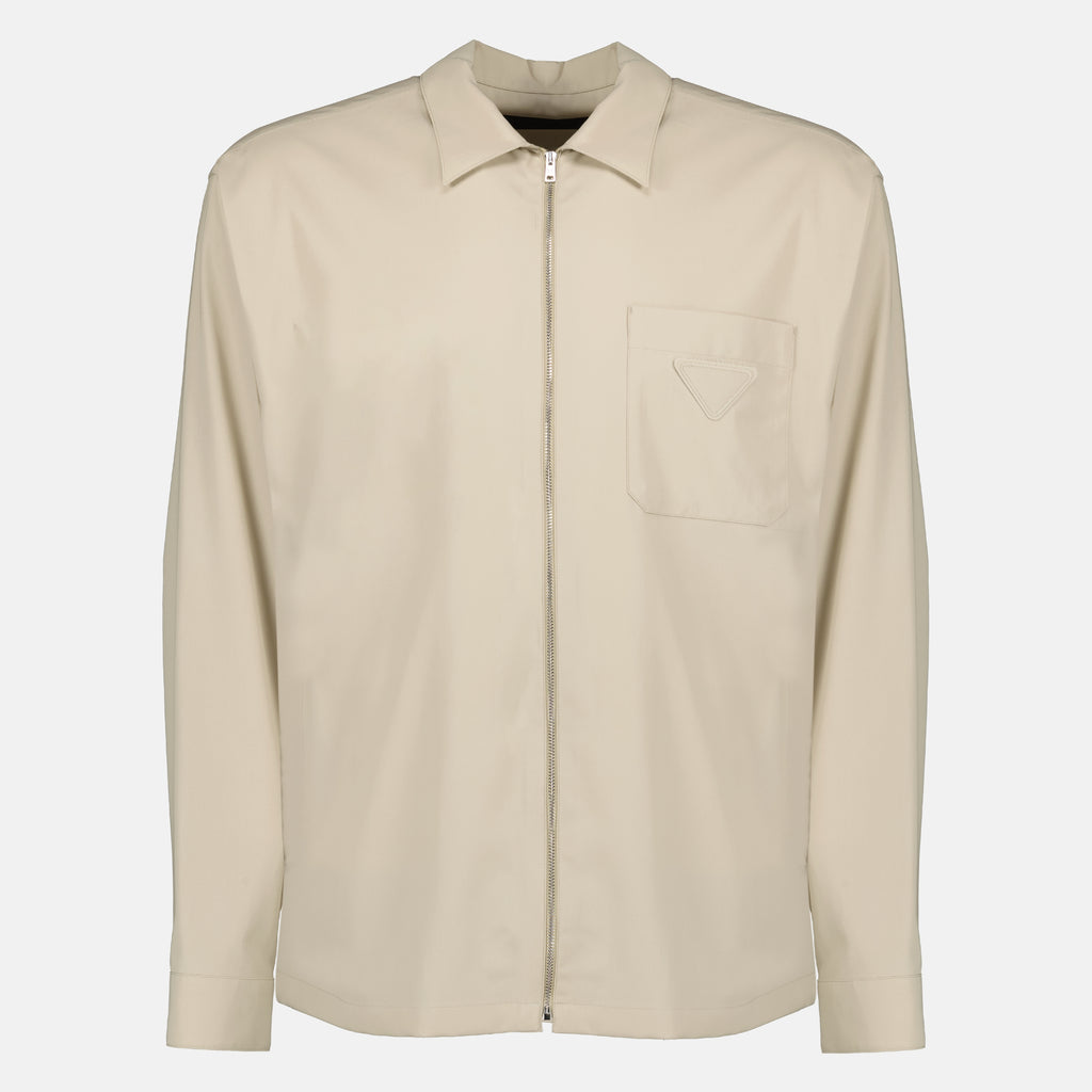 Vestes Chaqueta Camiseta Beige de Algodón con Cierre Prada Beige Homme