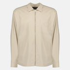 Image of the beige cotton zip-up shirt jacket by Prada for Men - Spring-Summer 2026 - Front View