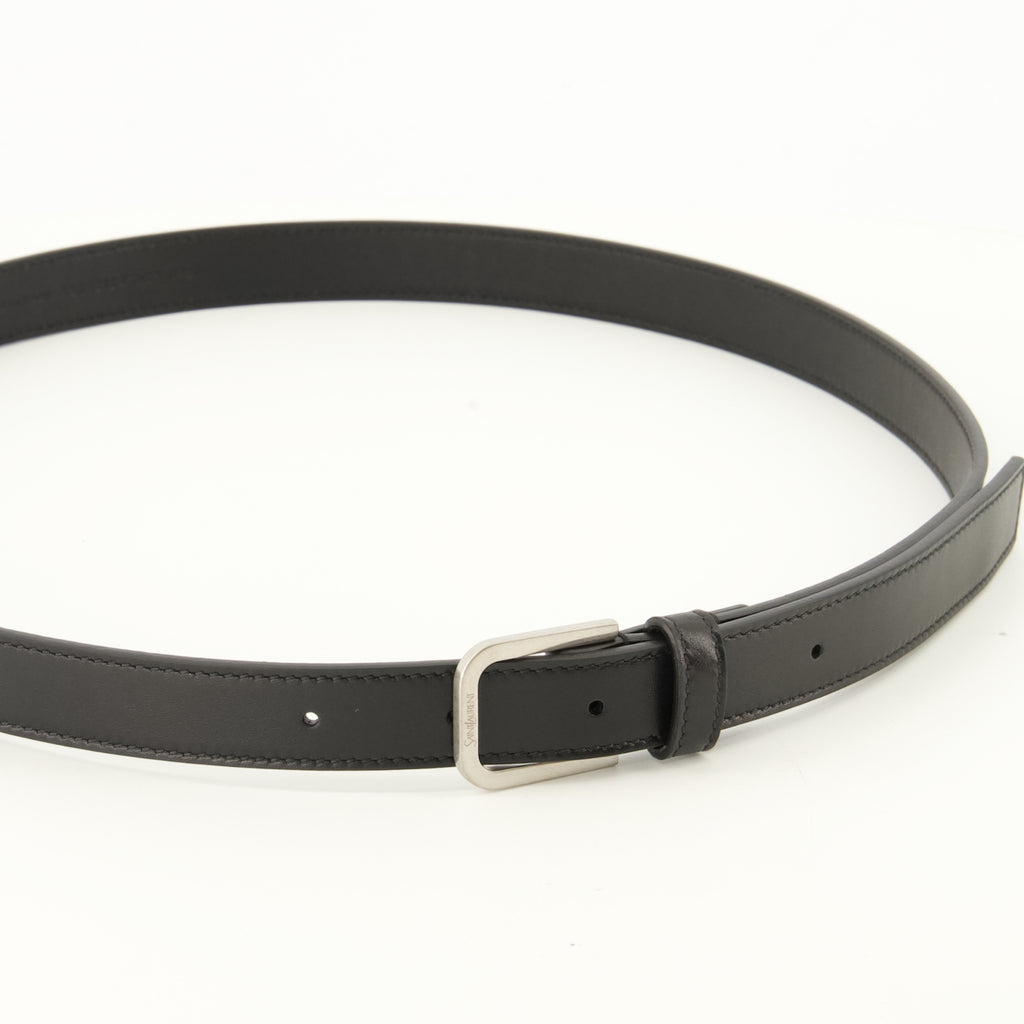 Ceintures Feiner schwarzer glatter Leder-Gürtel Saint Laurent Noir Homme