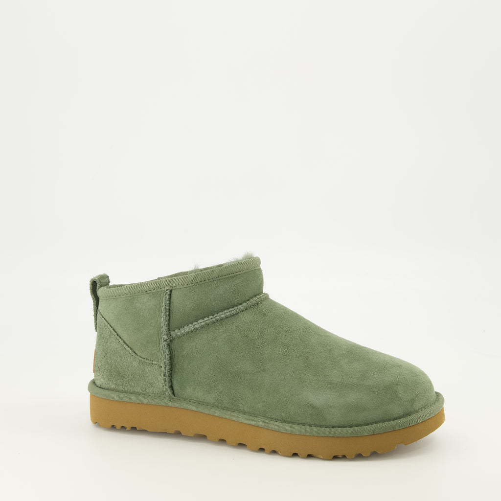 Bottines Classic Ultra Mini Green Boots Ugg Vert Femme