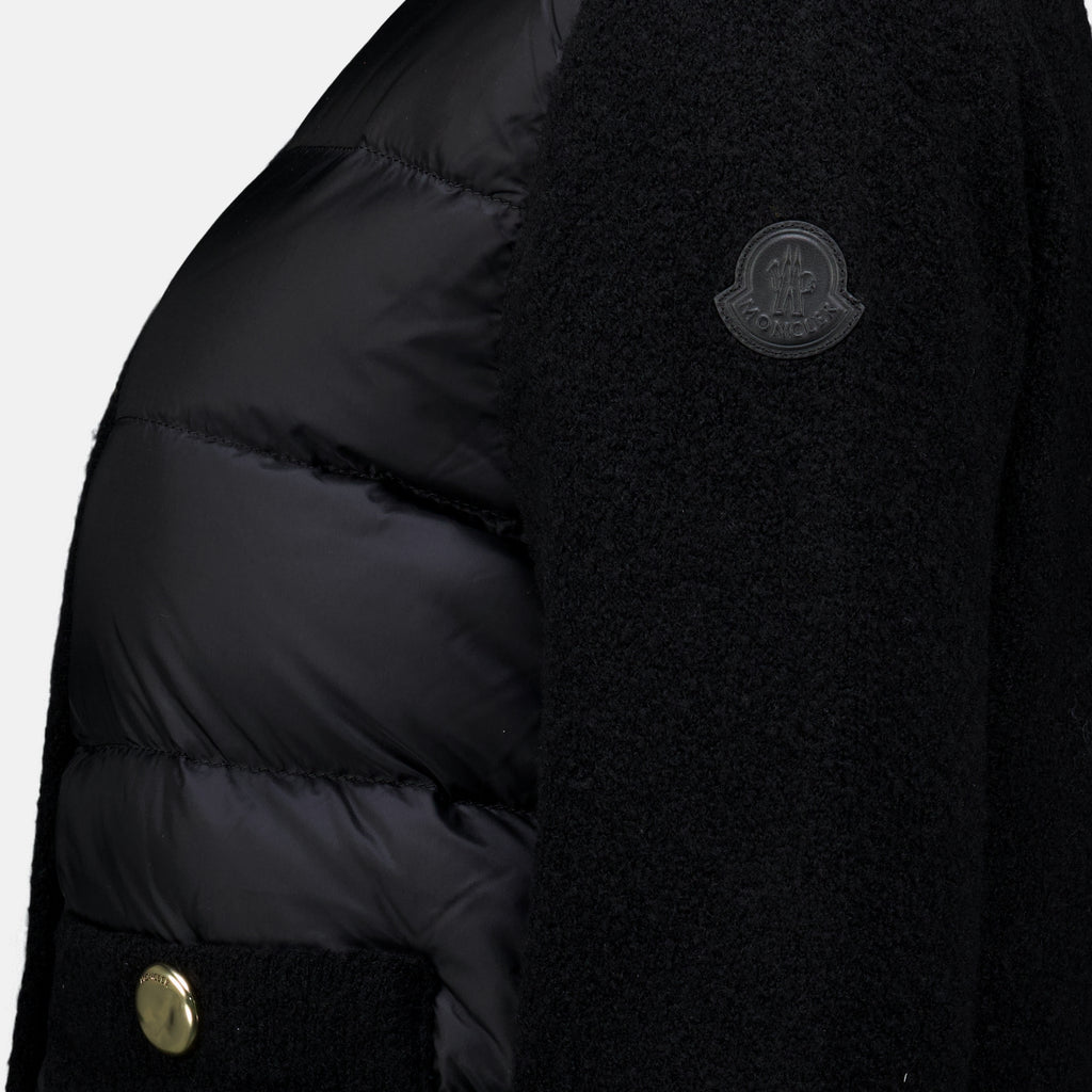 Vestes Schwarzer Bi-Material Cardigan Moncler Noir Femme