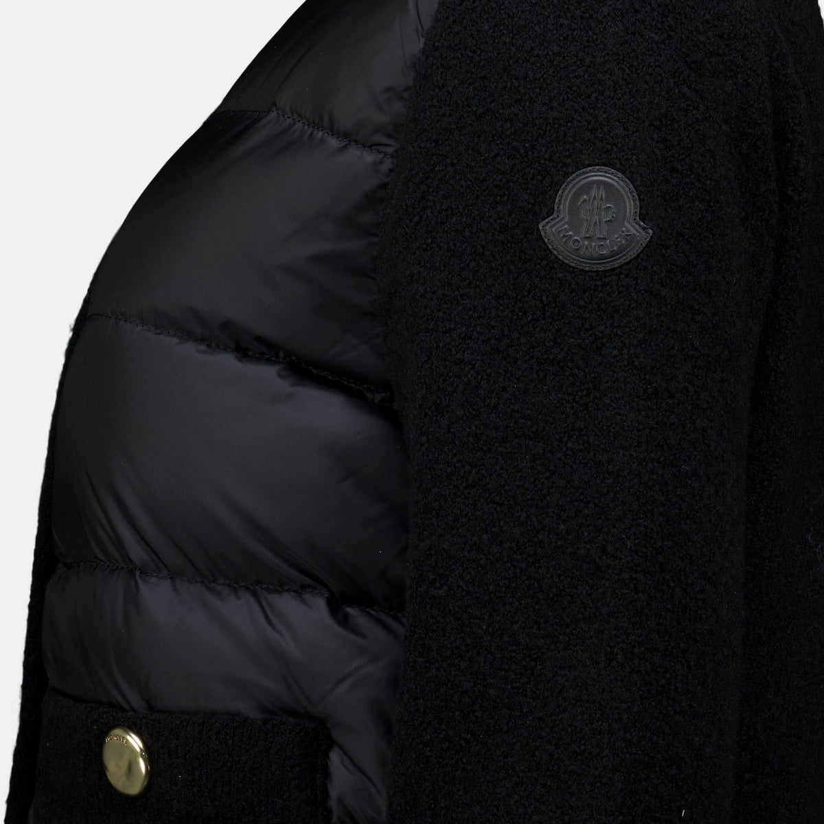 Vestes Schwarzer Bi-Material Cardigan Moncler Noir Femme