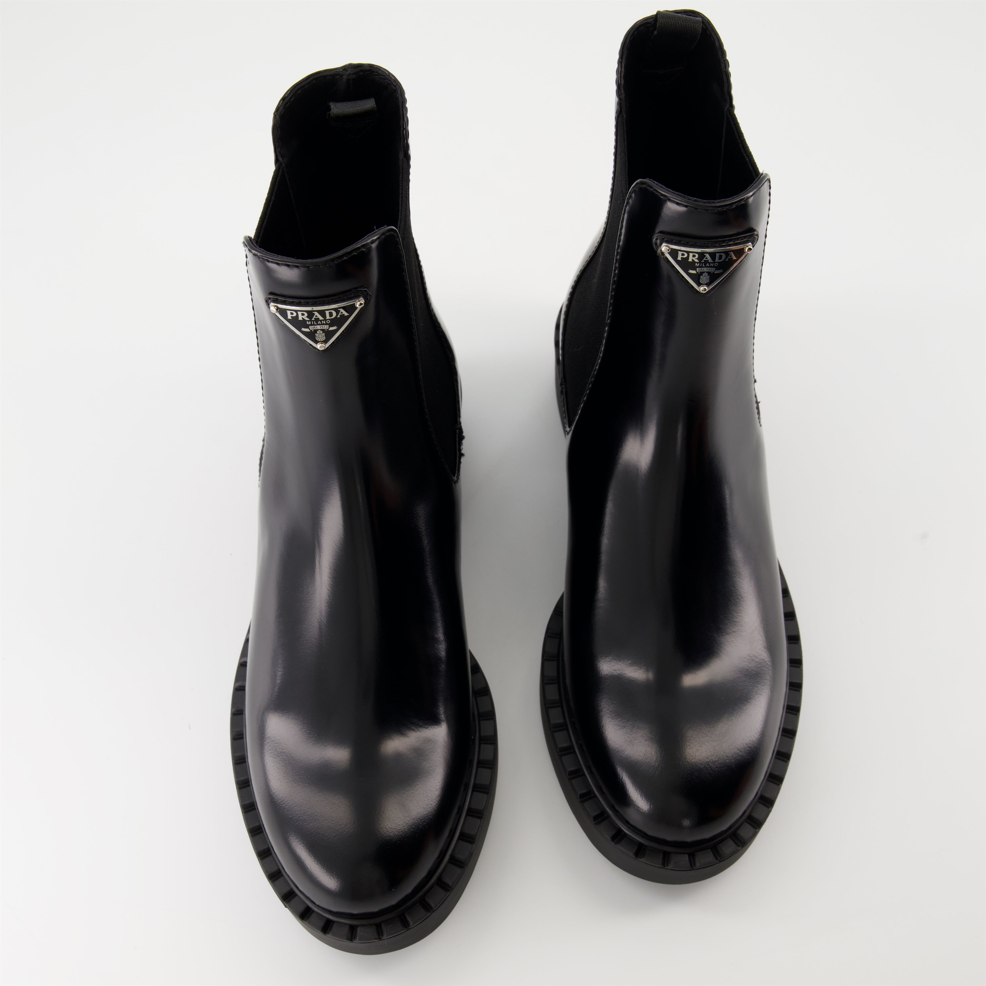 Bottines Bottines en cuir verni Prada Noir Femme