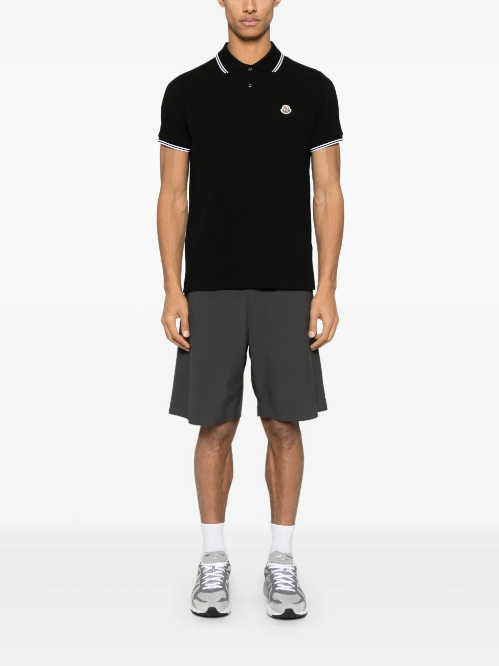 Polo Polo con Logo Moncler Nero Homme