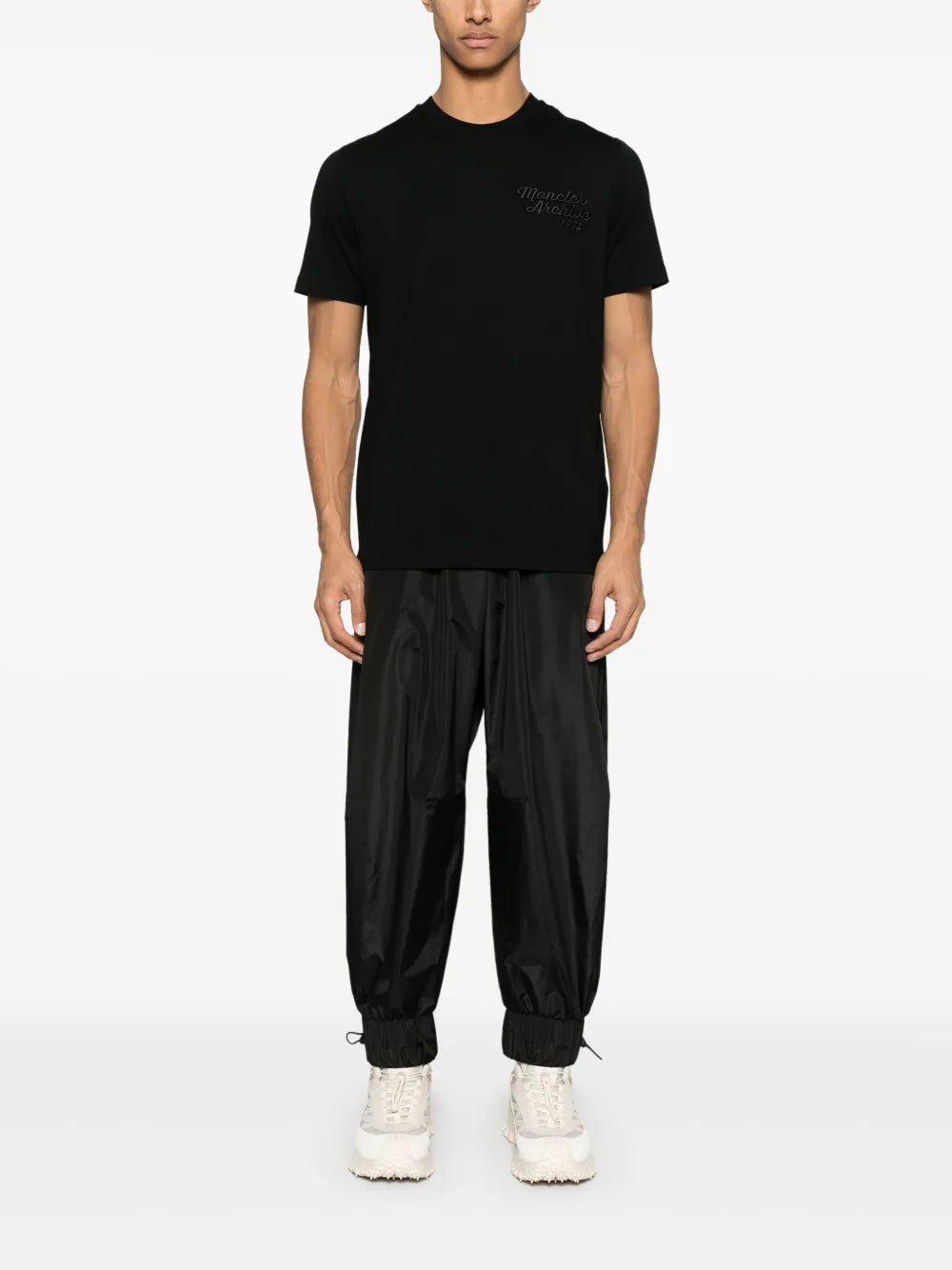 T-shirt T-Shirt con Logo Ricamato Moncler Nero Homme