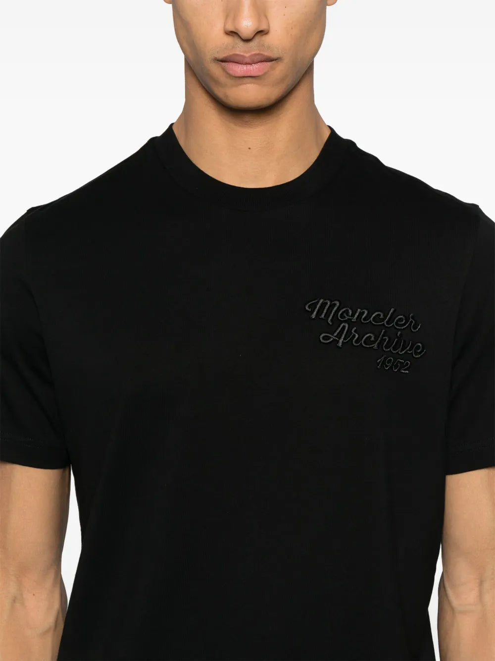 T-shirt T-Shirt con Logo Ricamato Moncler Nero Homme