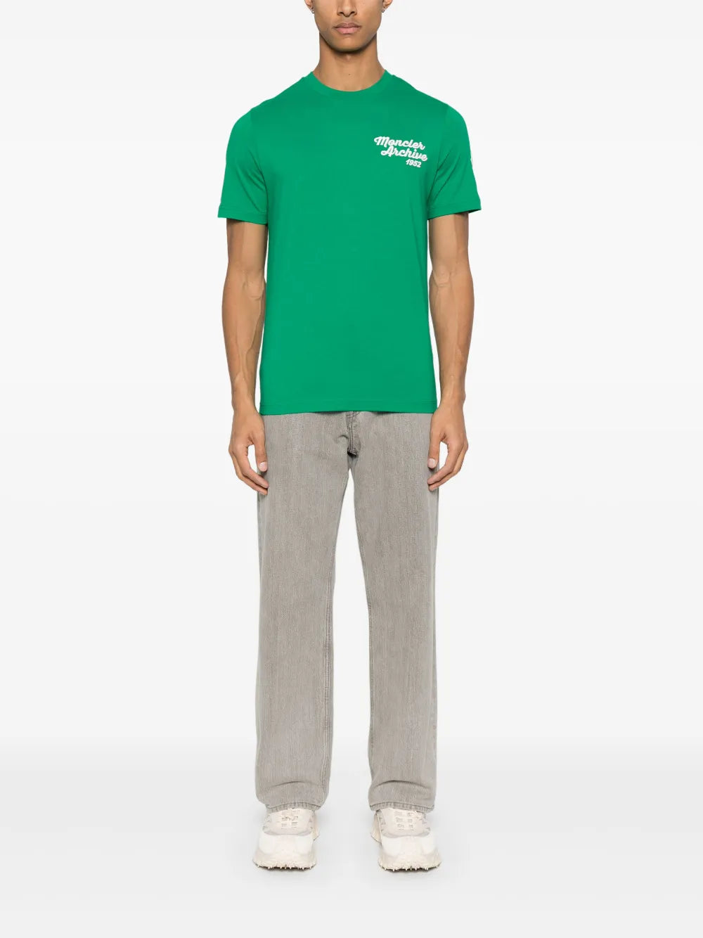 T-shirts T-shirt à logo brodé Moncler Vert Homme