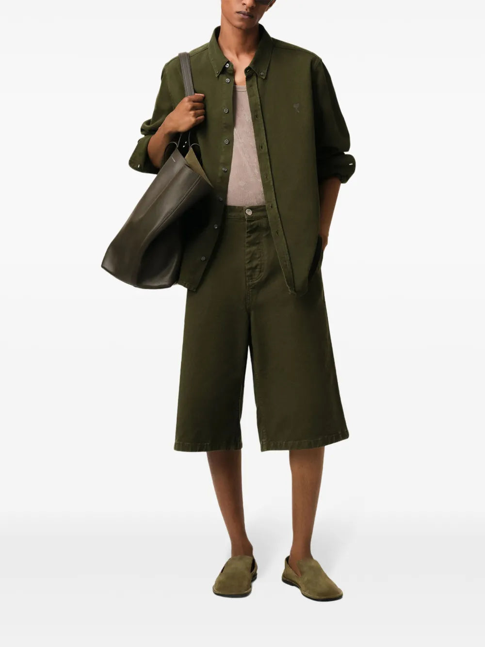 Chemises Chemise Ami de coeur Ami PARIS Kaki Unisexe