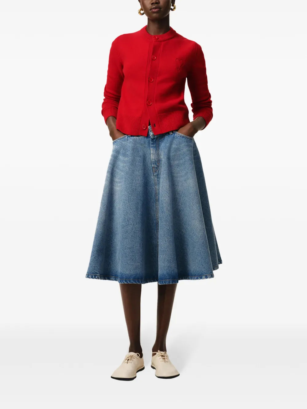 Jupes Jupe midi à godets Ami PARIS Bleu Femme