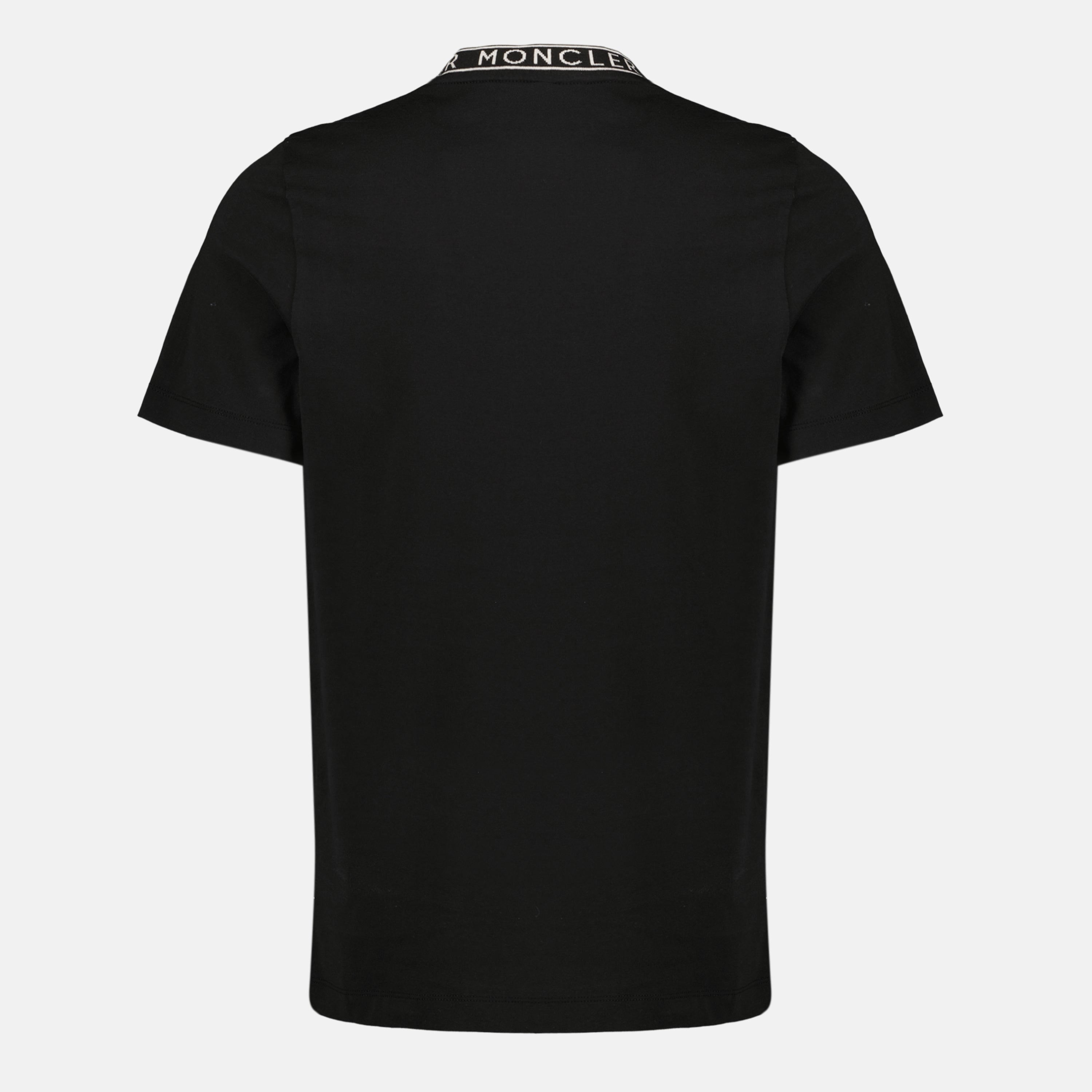 Image of the Moncler brand black logo t-shirt for men - Spring-Summer 2026 - Back view