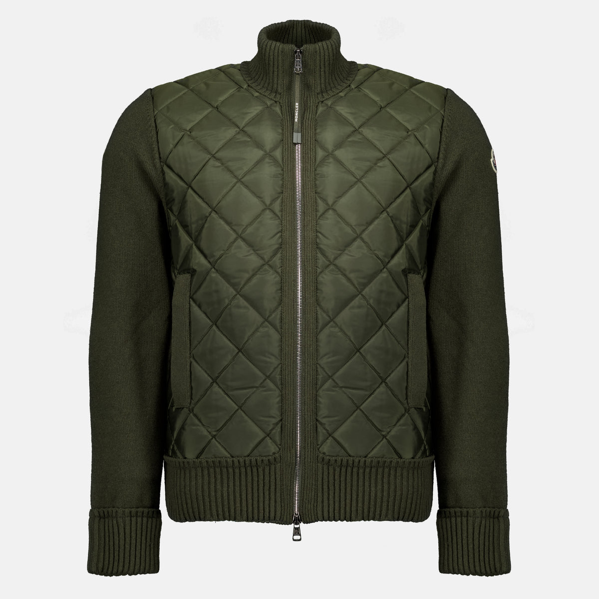Vestes Zweifarbiger Khaki-Cardigan Moncler Vert Homme