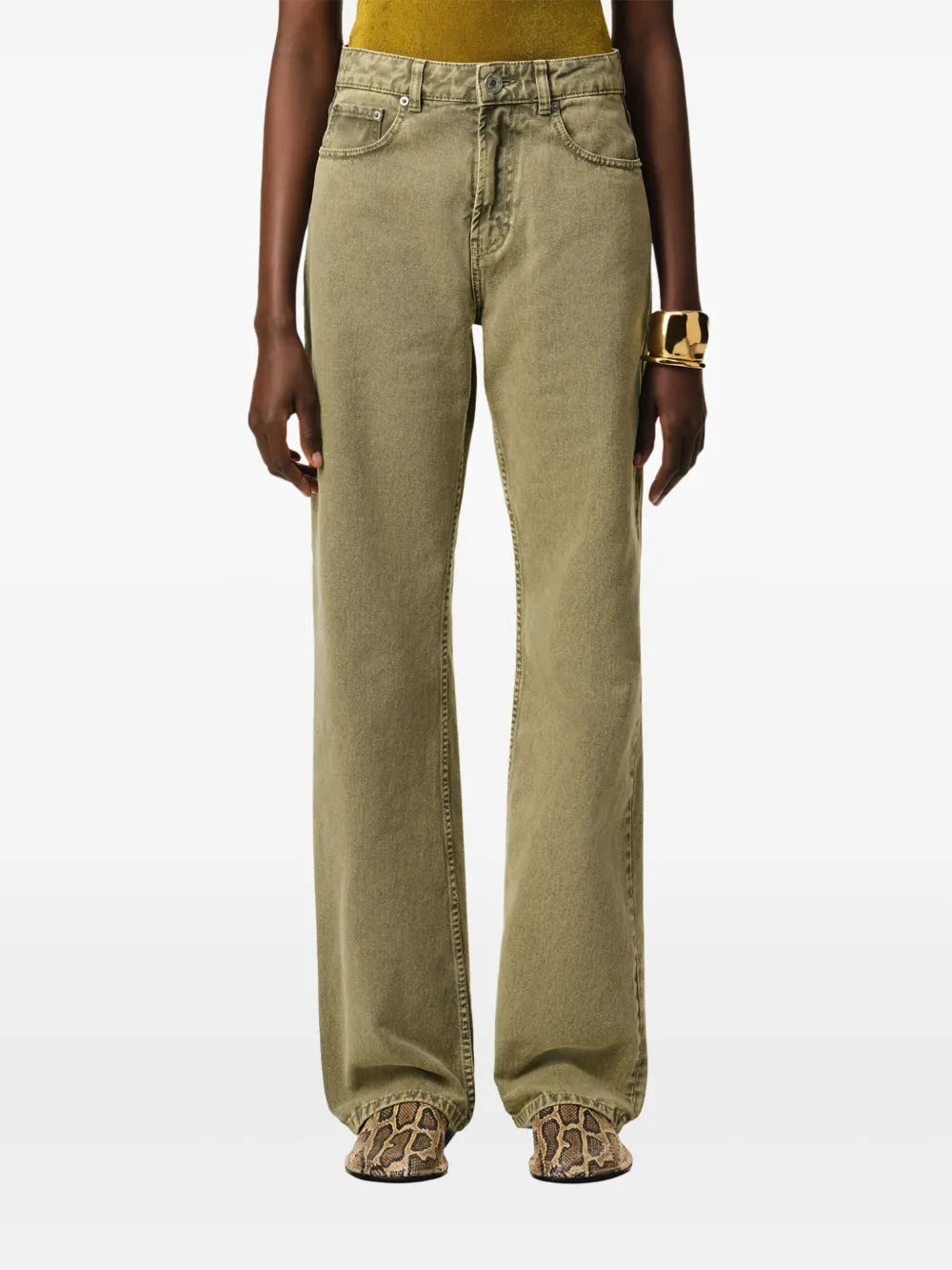 Pantalones Jeans de Pierna Ancha Ami PARIS Caqui Femme