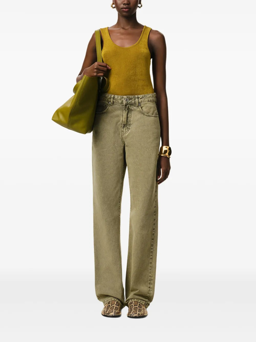 Pantalones Jeans de Pierna Ancha Ami PARIS Caqui Femme