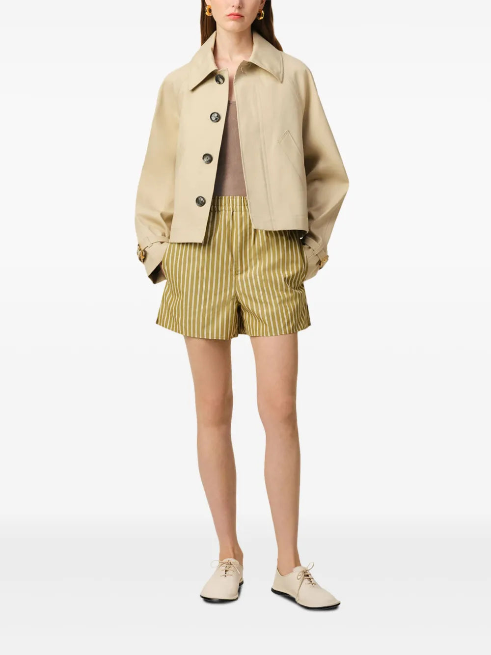 Shorts Short à rayures Ami PARIS Kaki Unisexe