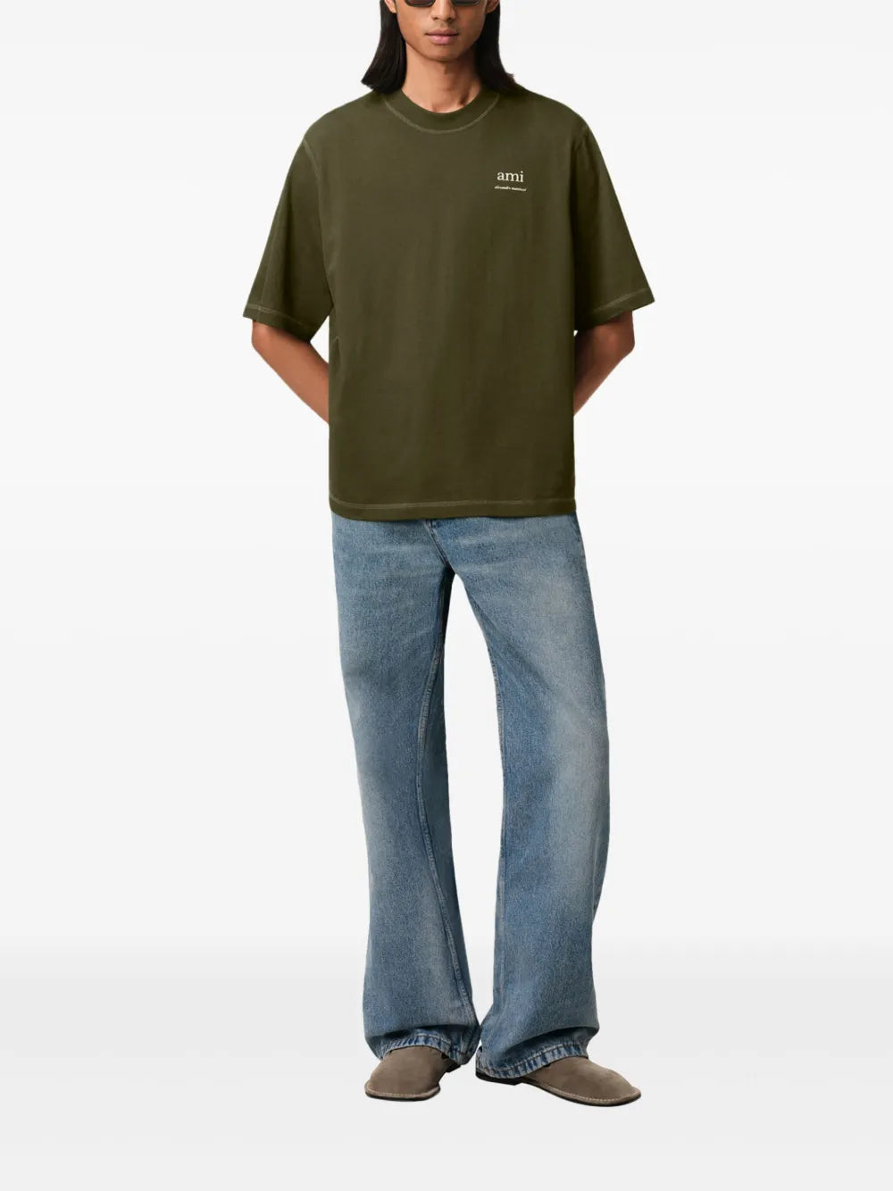 T-Shirts Alexandre Mattiussi T-Shirt Ami PARIS Khaki Homme