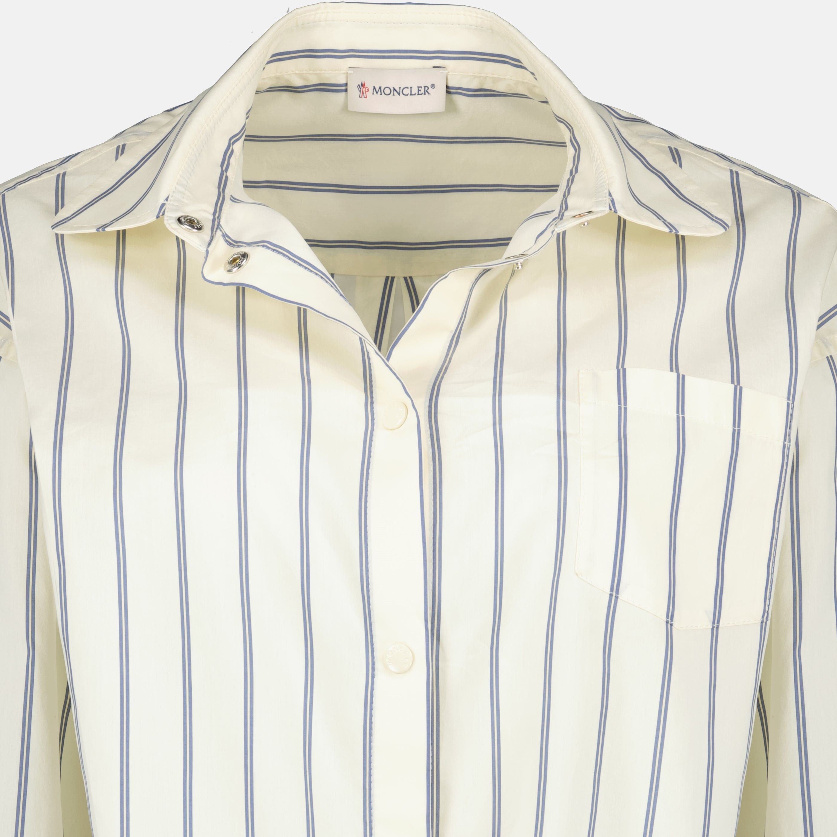 Chemises Chemise rayée en coton et soie Moncler Blanc Femme