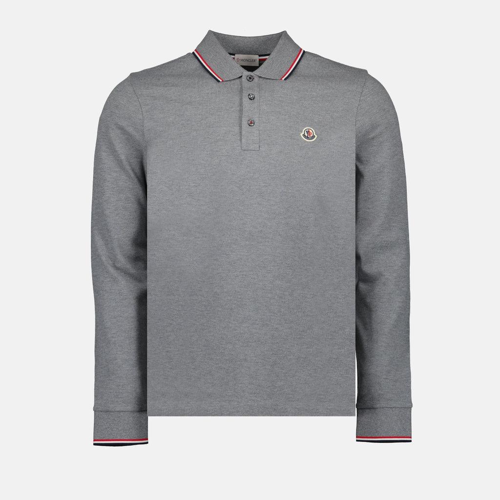 Polos Polo à logo et liseré Moncler Gris Homme