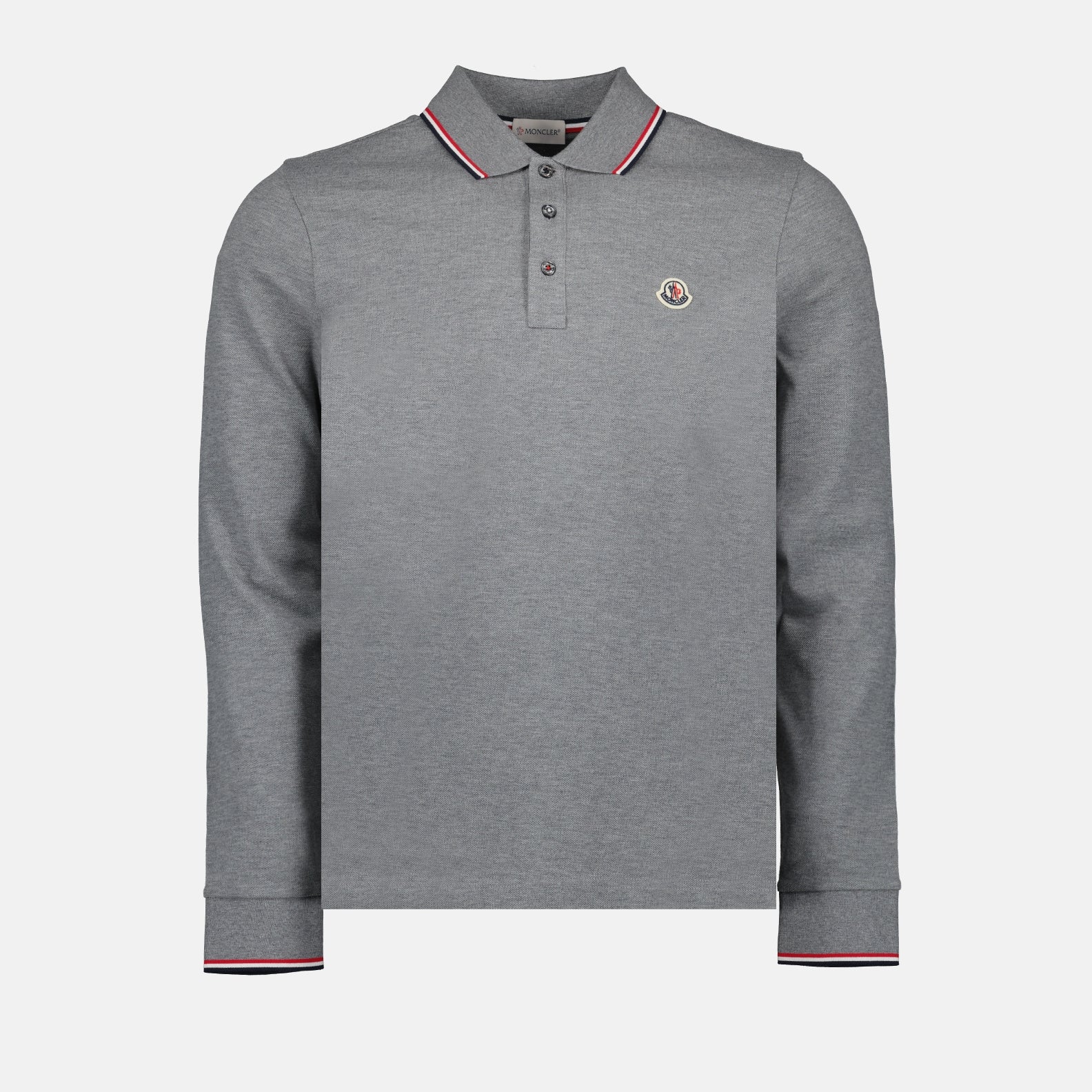 Polos Polo à logo et liseré Moncler Gris Homme