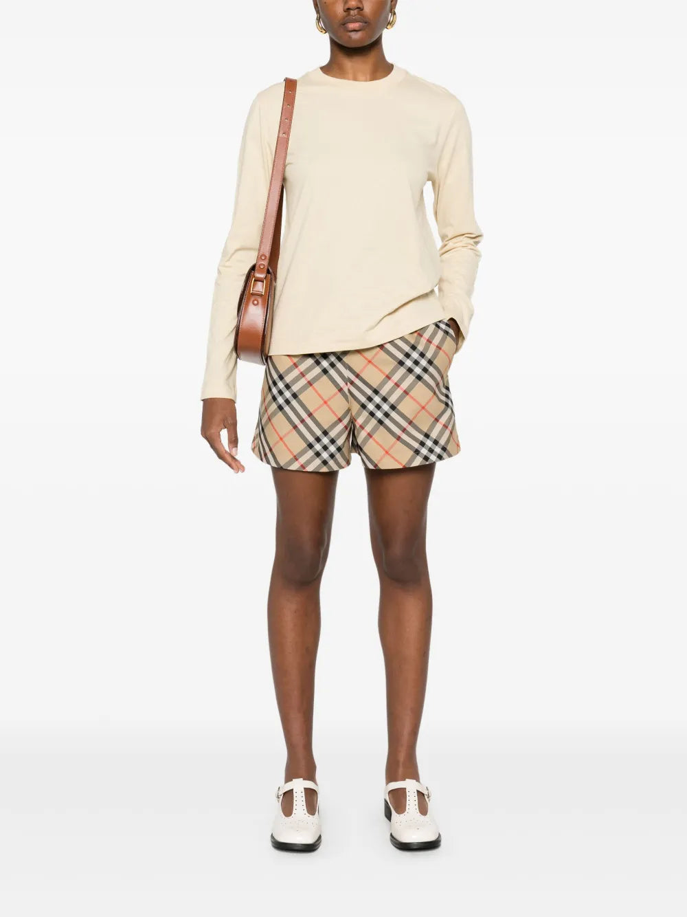 Shorts Shorts a Cuadros Check Burberry Beige Femme