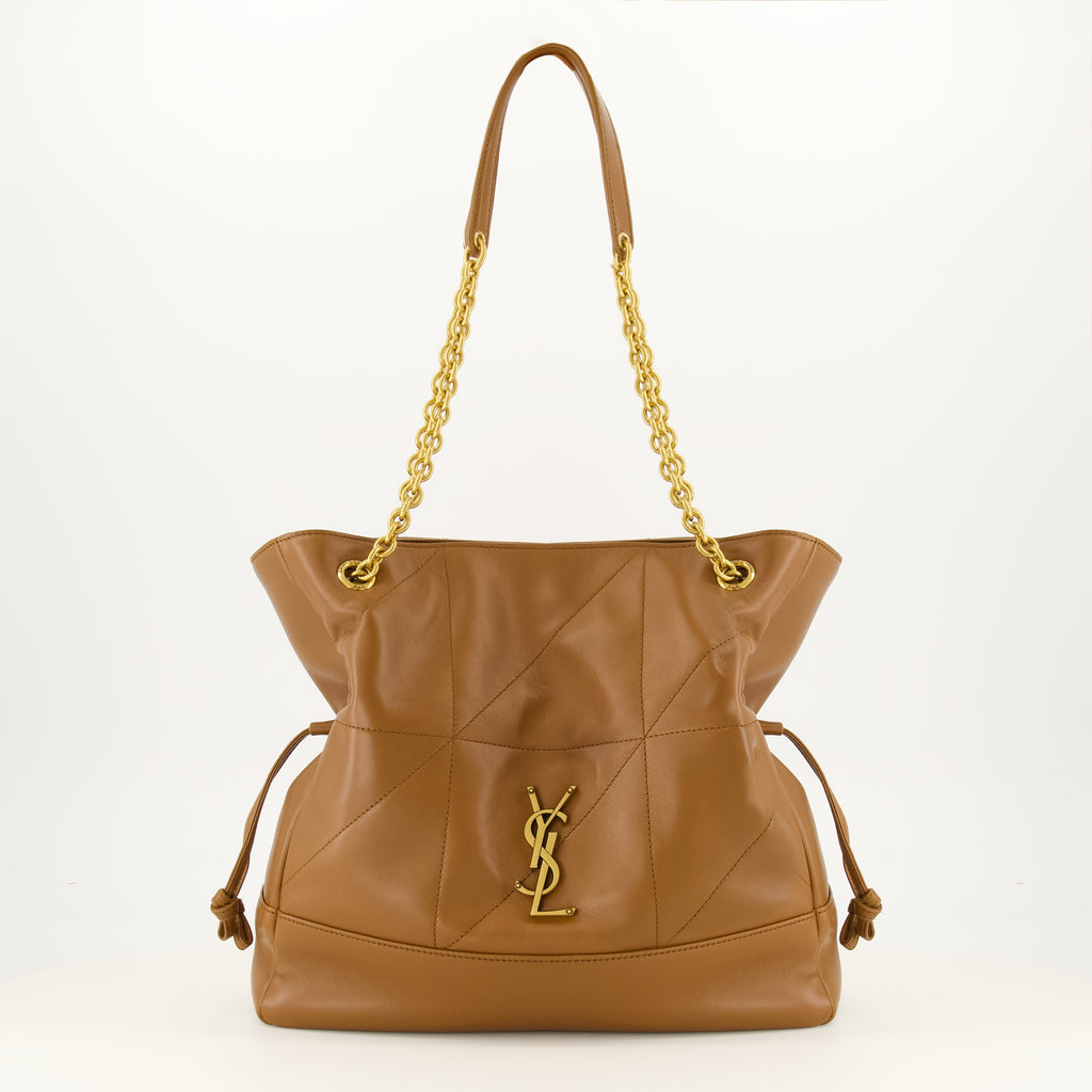 Sacs seau Jamie Braune Leder Einkaufstasche Saint Laurent Marron Femme