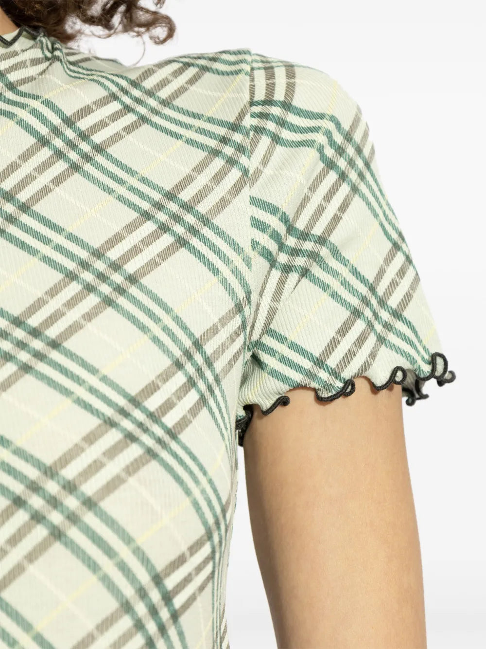 T-shirts Top stretch à carreaux Burberry Vert Femme