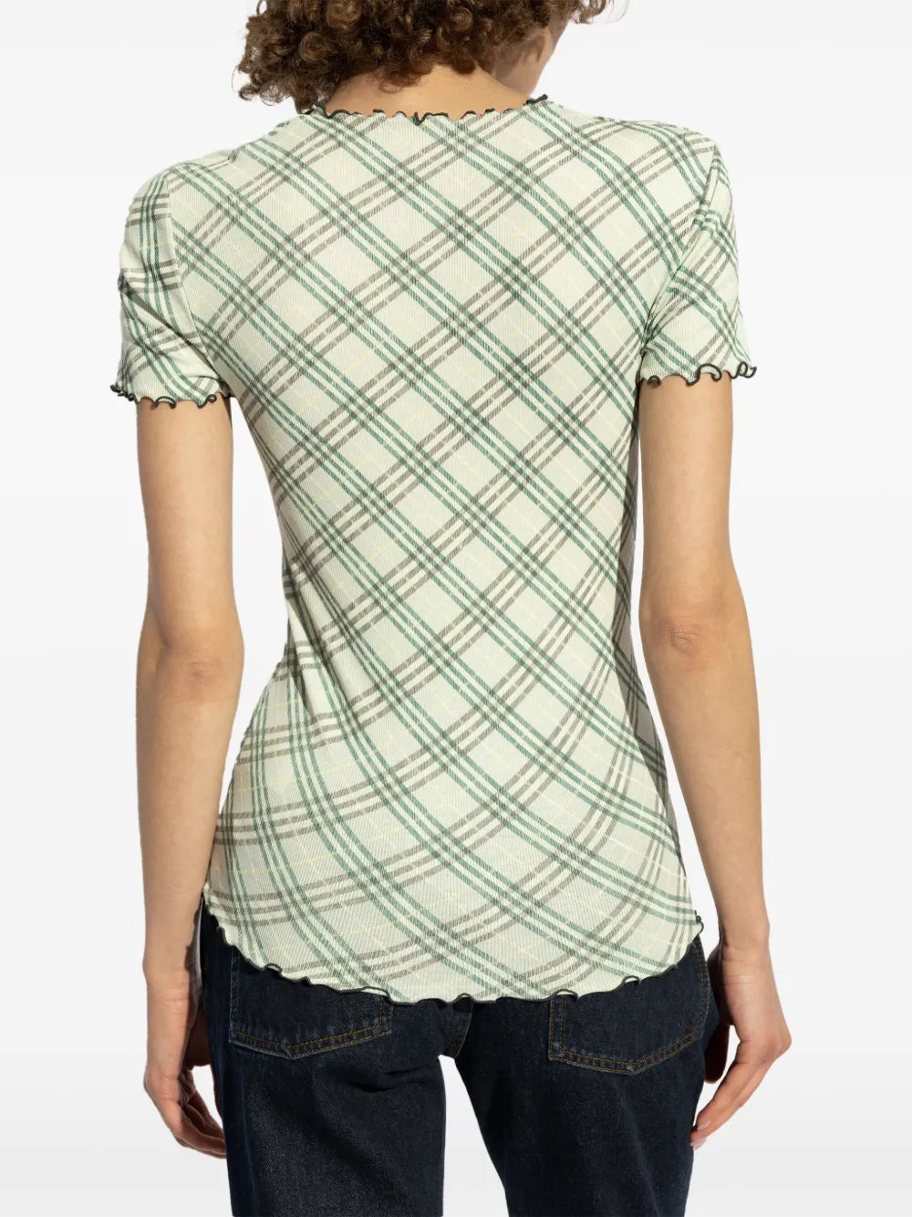 T-shirts Top stretch à carreaux Burberry Vert Femme
