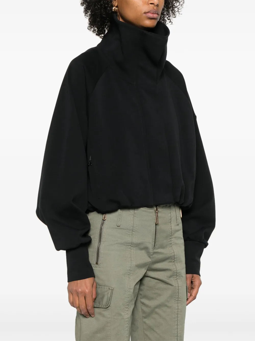 재킷 짧은 지퍼 재킷 Moncler 검은색 Femme