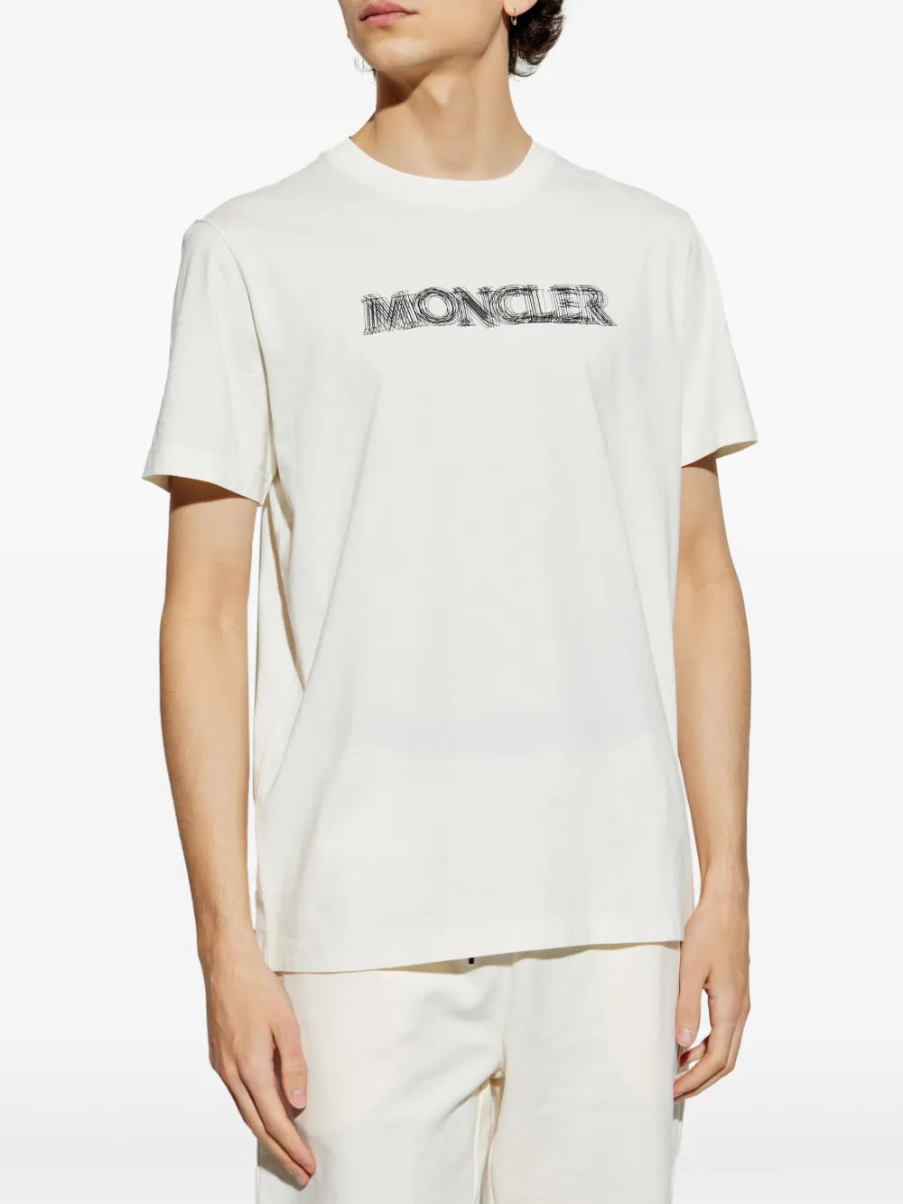 T-shirts T-shirt à logo flouté Moncler Blanc Homme