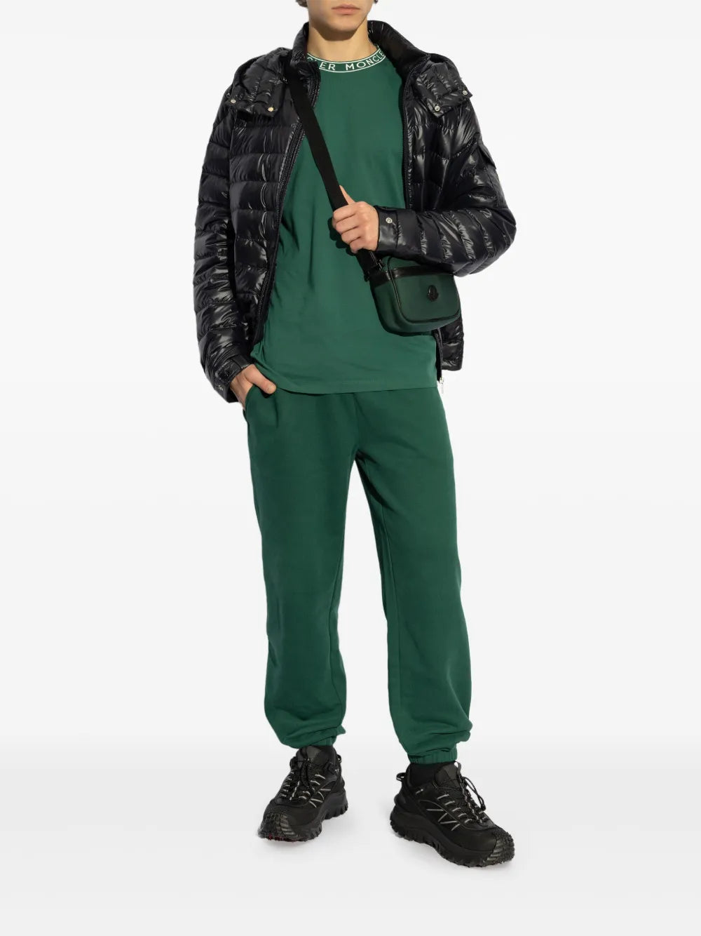 T-shirt T-Shirt con Logo Finitura Moncler Verde Homme