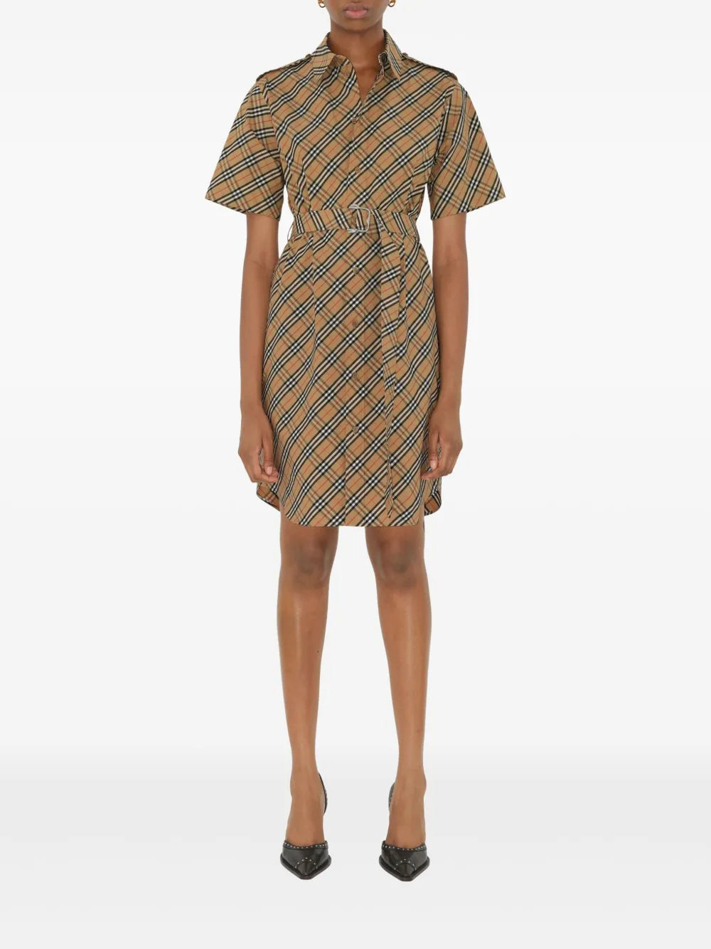burberry women dress Burberry Checkered Shirt Dress